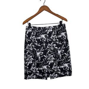 Carmen Marc Valvo Floral Gray Black Stretch Vented Pencil Straight Skirt Size 10